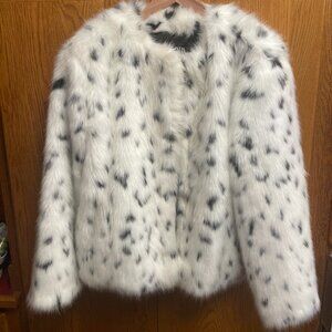 ZARA ANIMAL PRINT FAUX FUR SHORT COAT